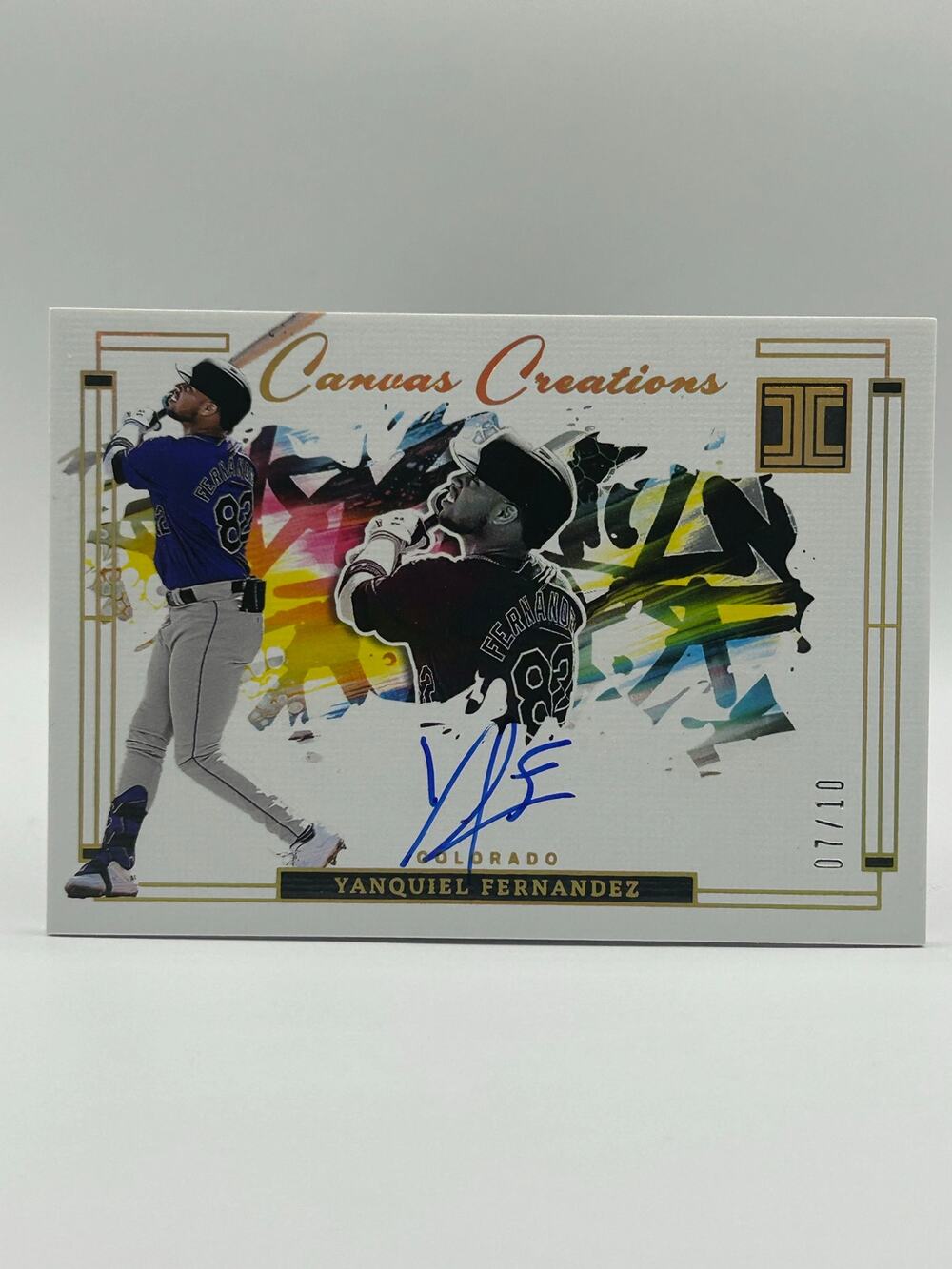 2024 Panini Impeccable Yanquiel Fernandez Gold Canvas Creations Auto 7/10 SSP